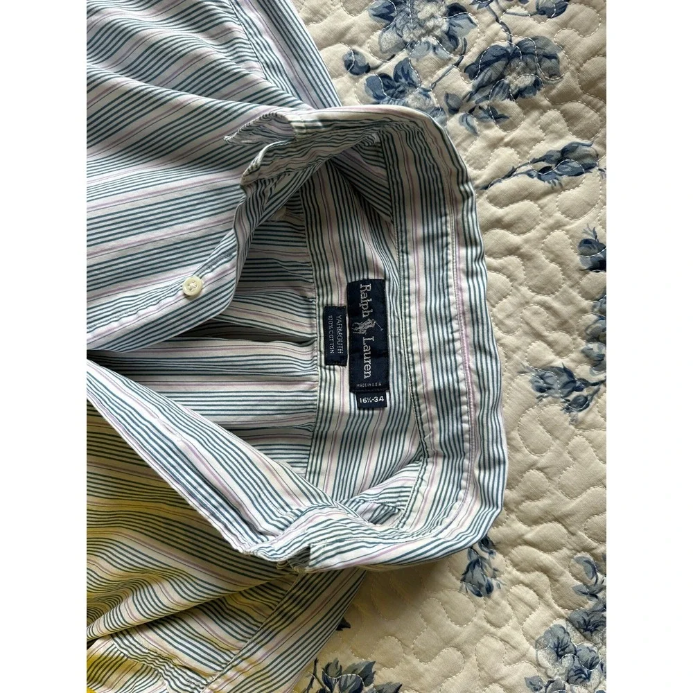 Polo Ralph Lauren Shirt Mens Yarmouth Button Up Stripe 16.5